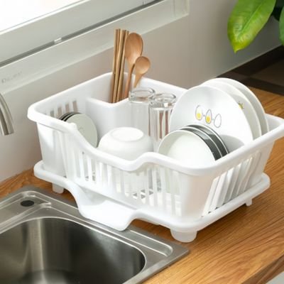 Egouttoir vaisselle blanc avec base surélevée 