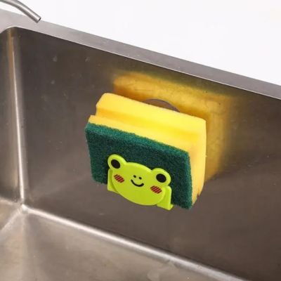 Porte éponge mini chaton vert dans evier