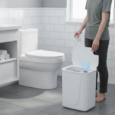 Poubelle automatique dans la salle de bain