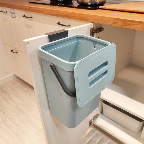 Poubelle cuisine sous évier bleu