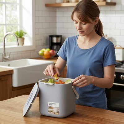 Poubelle de tri cuisine égouttoir intégré 