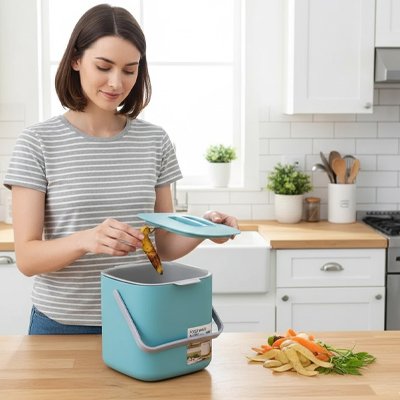 Poubelle de tri cuisine fermeture hermétique 