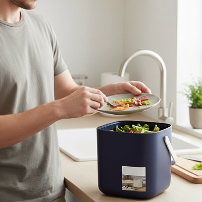 Poubelle de tri cuisine matériaux résistants 